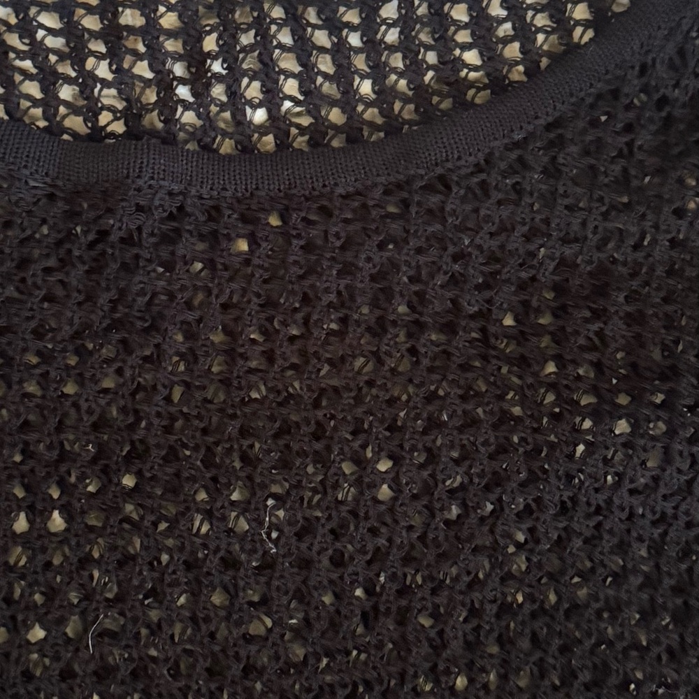 Hem & Thread Black Open-Weave Knit Top with Cami - Picture 4 of 10